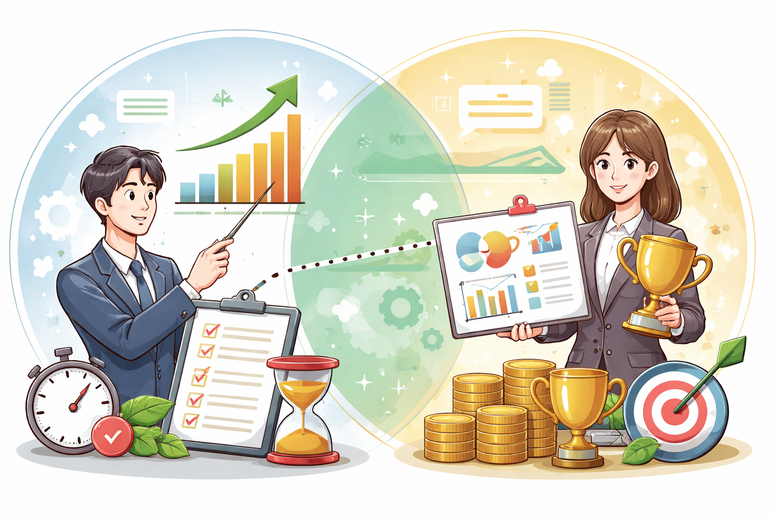 成果と実績の違いは「時間軸」と「範囲」にある